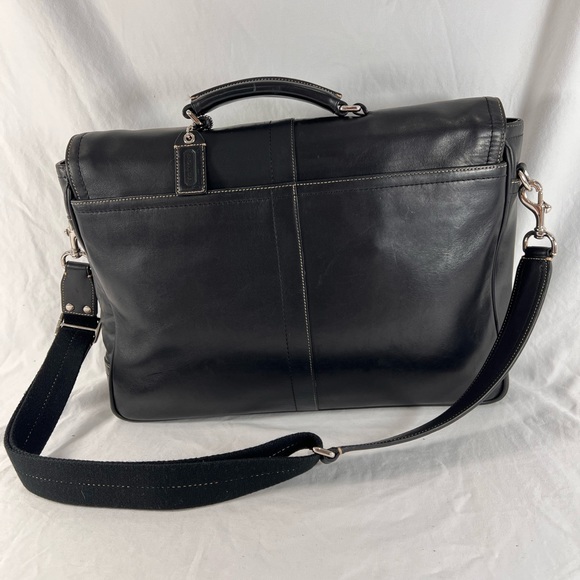 COACH Black Leather Briefcase Messenger Bag - Picture 12 of 16